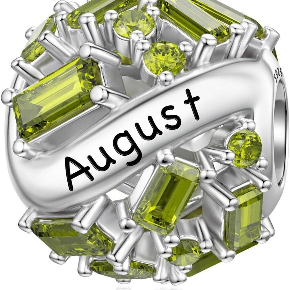 Sterling Silver Birthstone Charm Cubic Zirconia for Bracelets and Gifts